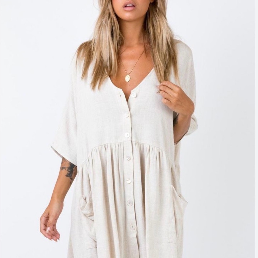 Princess Polly The Sandy Mini Dress in natural XS/S Very OVERSIZED